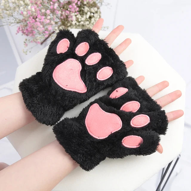 CozyCat Claw Paw Plush Mittens
