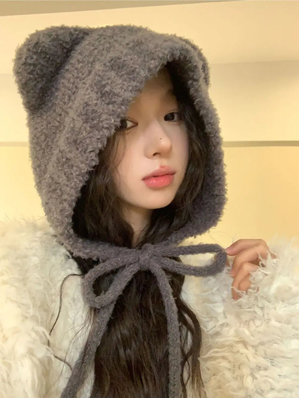 CozyLamb Winter Lace-Up Knitted Beanie
