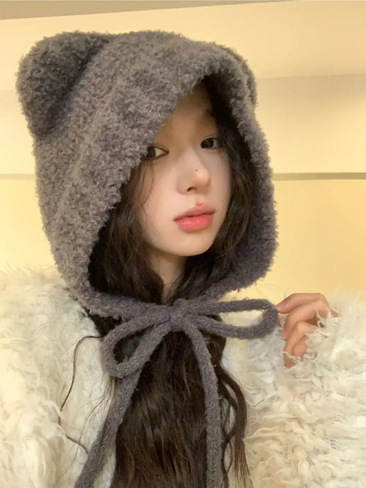 CozyLamb Winter Lace-Up Knitted Beanie